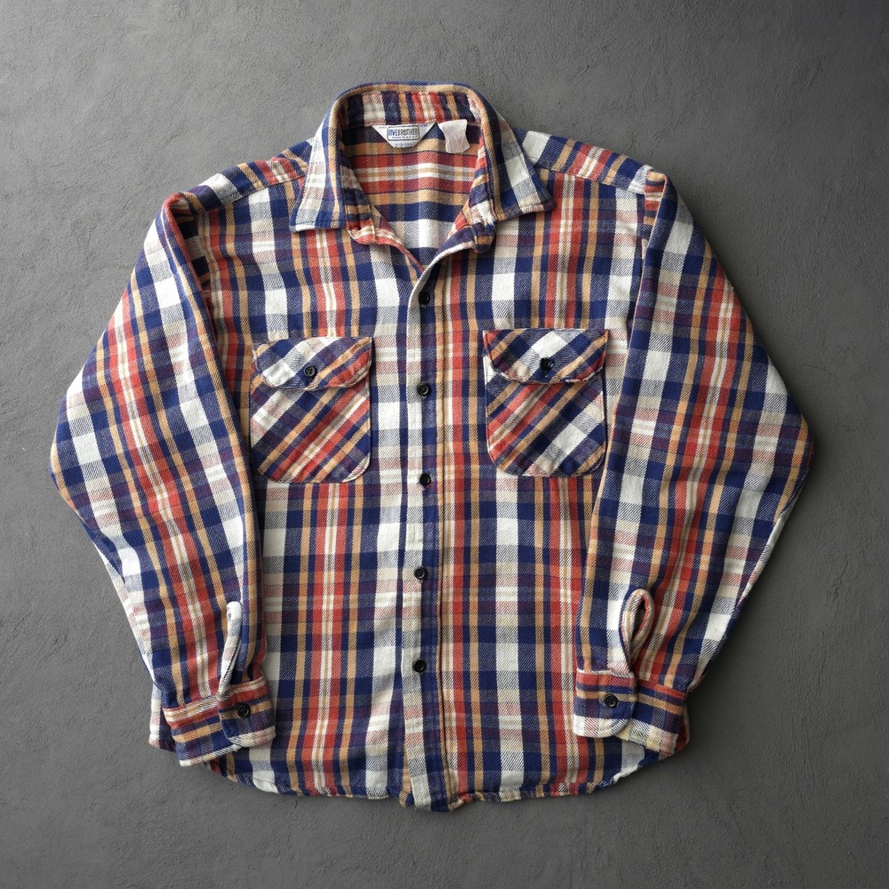 Vintage 80s Five Brother Flannel Shirt Large Multicolor Plaid Workwear